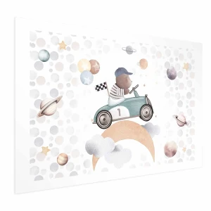 Plakat Miś w wyścigówce 60x40 cm bez ramy z marginesem ARTGEIST B
