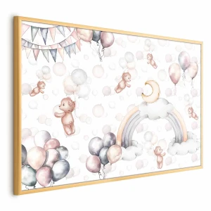 Plakat Misie w przestworzach 60x40 cm z ramą złotą bez marginesu ARTGEIST B
