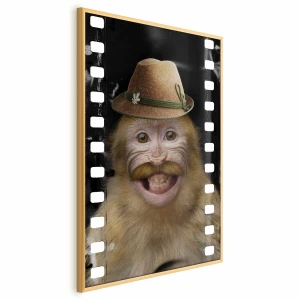 Plakat Małpa w kapeluszu 60x90 cm z ramą złotą bez marginesu ARTGEIST B