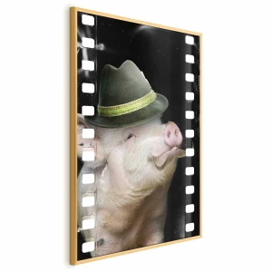 Plakat Świnia z wąsami 40x60 cm z ramą złotą bez marginesu ARTGEIST B