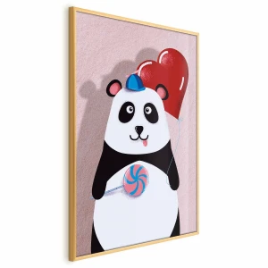 Plakat Panda z balonikiem 60x90 cm z ramą złotą bez marginesu ARTGEIST B