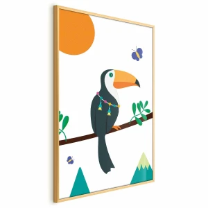 Plakat Tukan i motyle 29,7x42 cm z ramą złotą bez marginesu ARTGEIST B