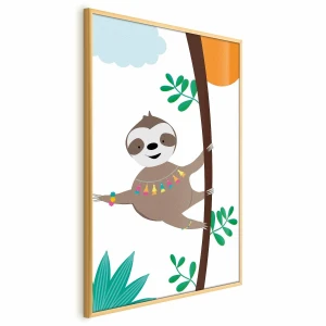 Plakat Wesoły leniwiec 40x60 cm z ramą złotą bez marginesu ARTGEIST B