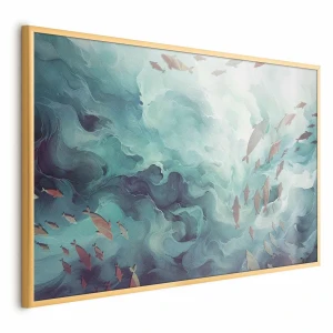 Plakat Ryby w oceanie 42x29,7 cm z ramą złotą bez marginesu ARTGEIST B