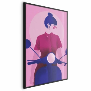 Plakat Kobieta na skuterze 40x60 cm z ramą czarną bez marginesu ARTGEIST B
