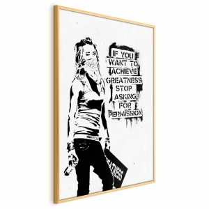 Plakat Dziewczyna z graffiti 21x30 cm z ramą złotą bez marginesu ARTGEIST B