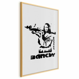 Plakat Mona Lisa z bazuką 21x30 cm z ramą złotą bez marginesu ARTGEIST B