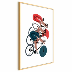 Plakat Wyścig kolarski 21x30 cm z ramą złotą bez marginesu ARTGEIST B