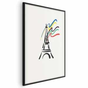 Plakat Wieża Eiffla i kolory 29,7x42 cm z ramą czarną bez marginesu ARTGEIST B
