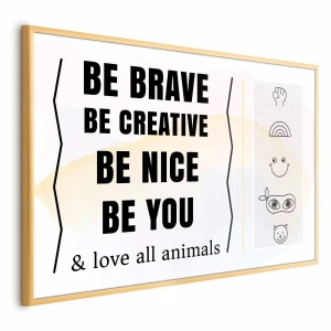 Plakat Bądź sobą 90x60 cm z ramą złotą bez marginesu ARTGEIST B