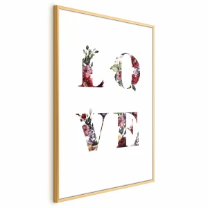 Plakat Miłość w kwiatach 29,7x42 cm z ramą złotą bez marginesu ARTGEIST B