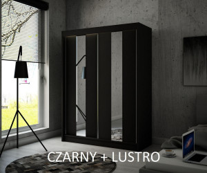 Szafa Luna z drzwiami przesuwnymi, 120 cm szerokość. Oświetlenie LED.