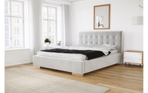Łóżko tapicerowane 80209 Rozmiar - 80x200, Tkanina - gr.5, Wersja stelaża w tap. - pojemnik + stelaż RMT Trioflex, Wersja zagłówka w tap. - guziki