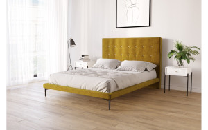 Łóżko tapicerowane 81239 Rozmiar - 180x200, Zestaw nóg - 01-H18-CZ, Tkanina - gr.4, Wersja zagłówka w tap. - guziki