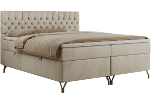 Łóżko kontynentalne GRIMALDI 120x200 - H3 - beżowy, welwet