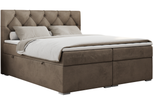 Łóżko kontynentalne ALDA 160x200 - H3 - brązowy, welwet