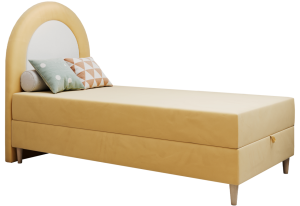 Łóżko młodzieżowe NEST 90x180 - H3 - żółty, welwet - topper T25