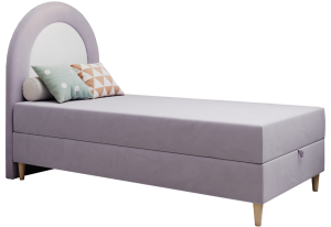 Łóżko młodzieżowe NEST 90x180 - H3 - fioletowy, welwet - topper T25