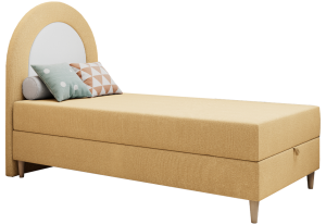 Łóżko młodzieżowe NEST 90x180 - H3 - żółty, struktura - topper T25