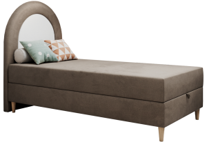 Łóżko młodzieżowe NEST 90x180 - H3 - brązowy, welwet - topper T25