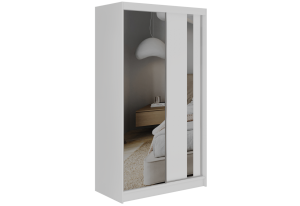 Szafa przesuwna GRECJA 120 cm - biały z lustrem + 2 szuflady