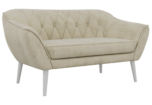 Sofa PIRS 2 - kremowy, welwet - nóżki,  biały