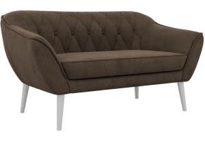 Sofa PIRS 2 - brązowy, welwet - nóżki,  biały