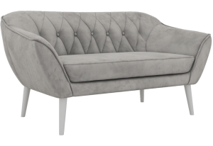 Sofa PIRS 2 - jasnoszary, welwet - nóżki,  biały