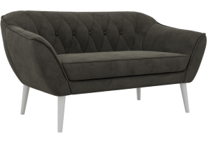 Sofa PIRS 2 - ciemnoszary, welwet - nóżki,  biały