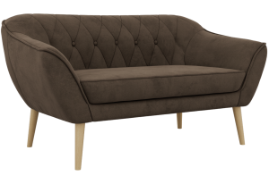 Sofa PIRS 2 - brązowy, welwet - nóżki,  buk