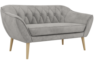 Sofa PIRS 2 - jasnoszary, welwet - nóżki,  buk