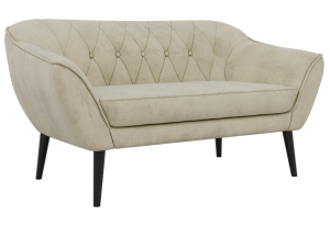 Sofa PIRS 2 - kremowy, welwet - nóżki,  czarny