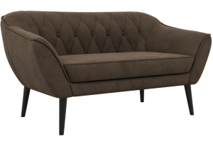 Sofa PIRS 2 - brązowy, welwet - nóżki,  czarny