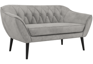 Sofa PIRS 2 - jasnoszary, welwet - nóżki,  czarny