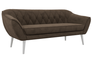 Sofa PIRS 3 - brązowy, welwet - nóżki,  biały