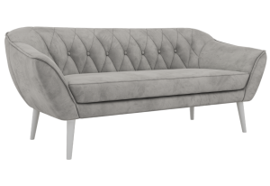 Sofa PIRS 3 - jasnoszary, welwet - nóżki,  biały