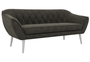 Sofa PIRS 3 - ciemnoszary, welwet - nóżki,  biały