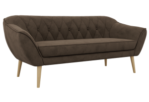 Sofa PIRS 3 - brązowy, welwet - nóżki,  buk