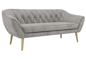 Sofa PIRS 3 - jasnoszary, welwet - nóżki,  buk