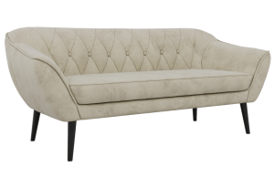 Sofa PIRS 3 - kremowy, welwet - nóżki,  czarny