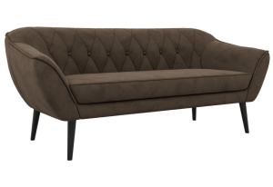 Sofa PIRS 3 - brązowy, welwet - nóżki,  czarny