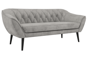 Sofa PIRS 3 - jasnoszary, welwet - nóżki,  czarny