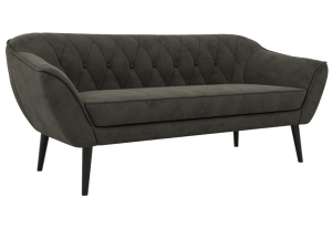 Sofa PIRS 3 - ciemnoszary, welwet - nóżki,  czarny