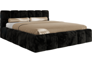 Łóżko tapicerowane NIRA CLASSIC 180x200 - czarny, plusz