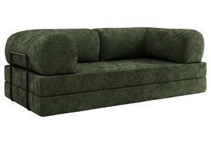 Sofa Orsetto - ciemnozielony, szenil gładki