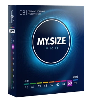 MY.SIZE Pro 69 mm prezerwatywa – ultra cienka, lateks Vytex, 3 sztuki