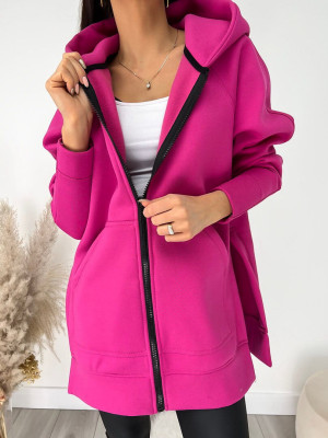 Różowa Bluza Oversize z Kapturem 9371-285-F