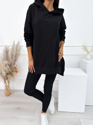 Czarny Komplet Bluza Oversize + Legginsy 10450-203-C