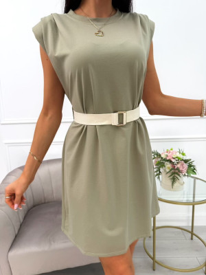 Khaki Sukienka z Paskiem 14068-322-D
