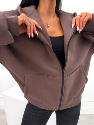 Czekoladowa Bluza Oversize z Kapturem 14156-226-C